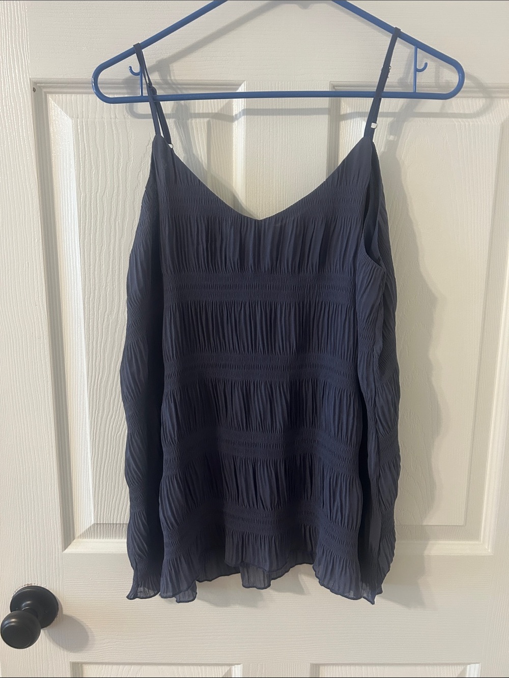 Steel Blue Pleated Spaghetti Strap Women's Top NWT